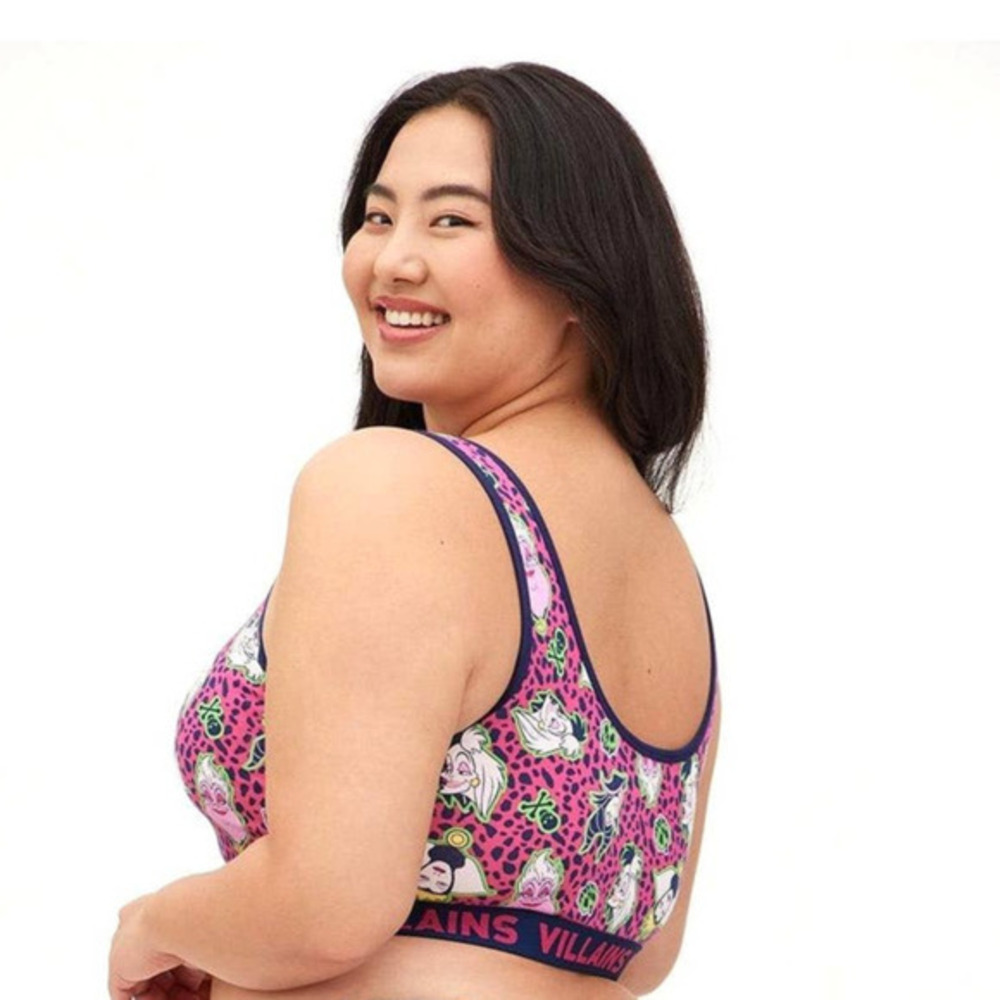 Torrid 2 (2X 18/20) Disney Villains Pink Leopard Ursula Wireless Bralette Bra - Picture 2 of 3